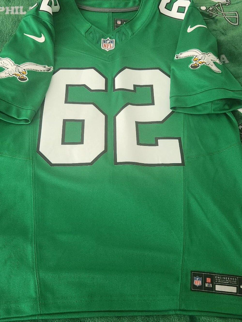 Nike Philadelphia Eagles Jason Kelce #62 Kelly Green Game Jersey - Size Medium